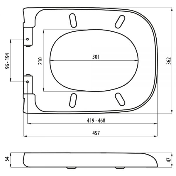 WC Sitz mit Absenkautomatik und Eckig Form / Soft-Close für CONCA Ideal Standard